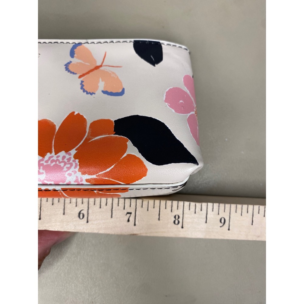 Kate Spade New York Floral Butterfly Pencil Case Cosmetic Pouch Cream Multi - Picture 9 of 10